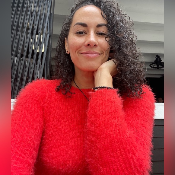 ZARA Fuzzy Red Sweater with Back Cut Out - Picture 6 of 6